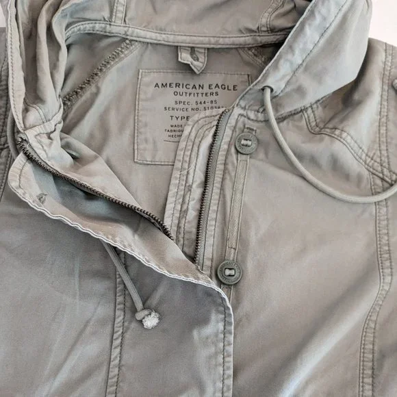 AMERICAN EAGLE OUTFITTERS Women's Hooded Military Utility Jacket Size S Green - Picture 3 of 6
